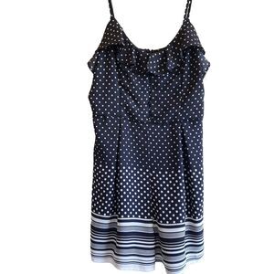 Blue Rain Navy and White Polka Dot Mini Dress